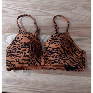 New H&M Push Up Bikini Top Burnt Orange And Black Size 2